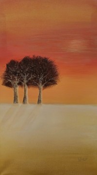 Irtiza Kazmi, Dusk, 16 x 30 inches, Acrylics on Canvas, Landscape Painting, AC-IRTK-014